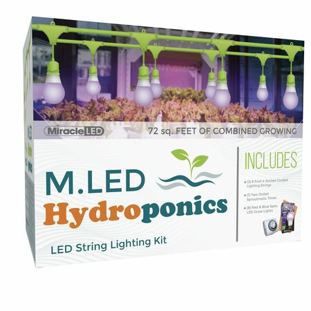 MIRACLE LED Hydroponics 4-Socket LED Red & Blue Spectrum Grow Kit, 2PK 603792